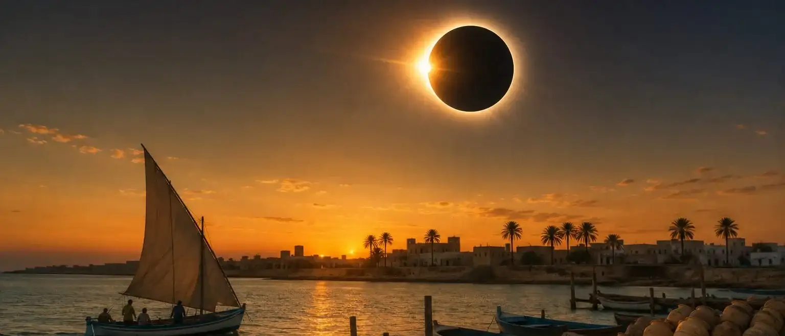 Éclipse solaire totale – Village de bateaux de Charifiya